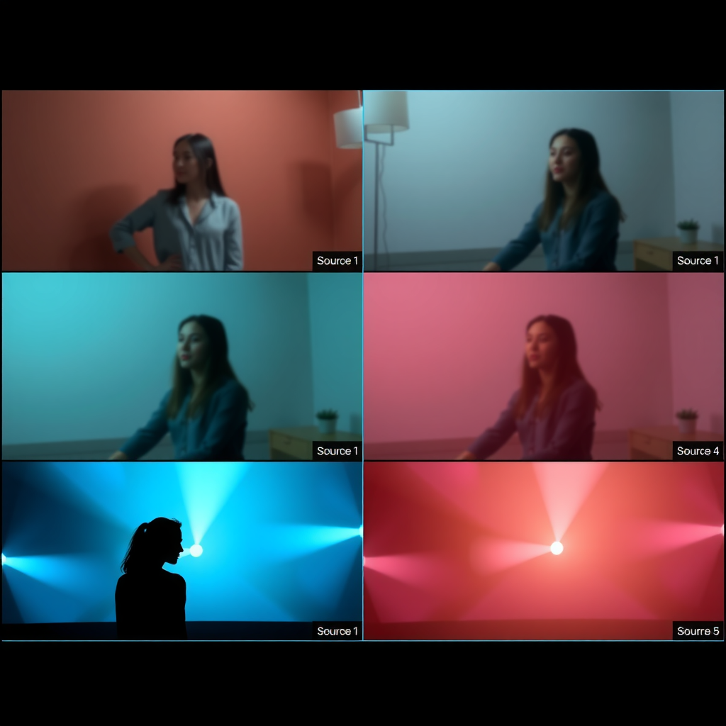 Grid showing smooth interpolation between different video concepts, with source videos on left and right, and intermediate frames showing gradual transition in the middle, displayed with cyan accent borders