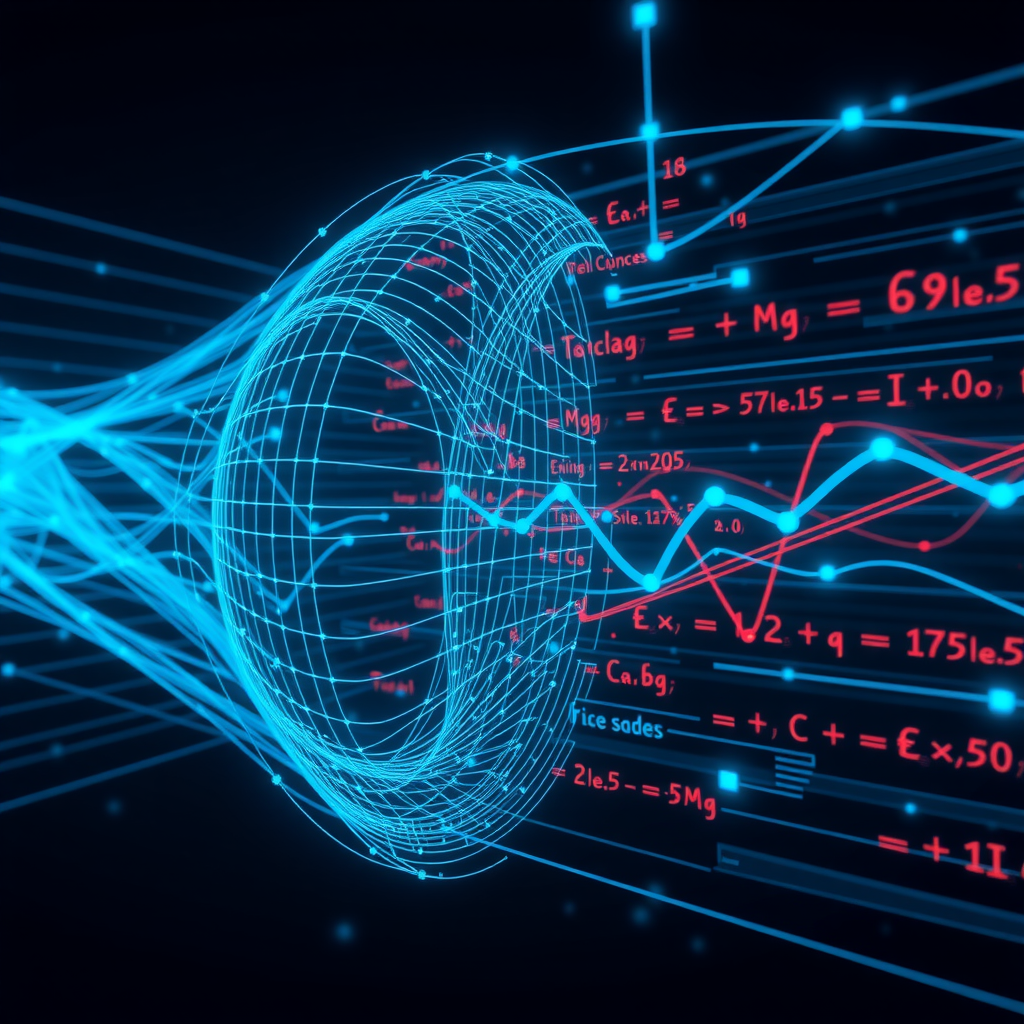 Scientific visualization of motion dynamics in AI models showing optical flow vectors, physics-informed neural network architecture, temporal motion patterns, and training objective formulas with academic research aesthetic in cyan and blue tones